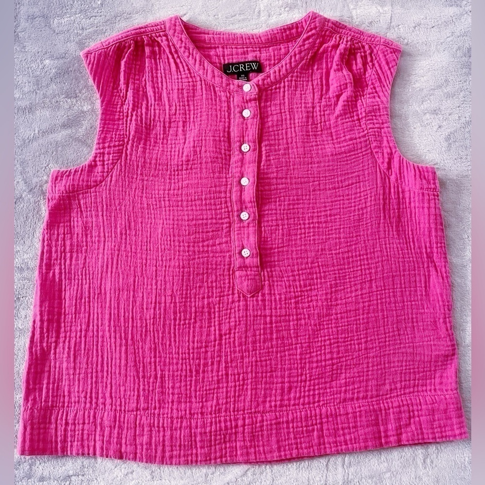 J.Crew Cora Top Blouse Womens XS Pink Soft Relaxed Loose Vibrant Colorful